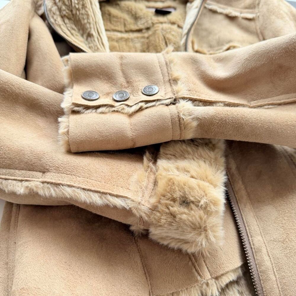 Calvin Klein Jeans Y2K Suede-Feel Faux Fur Trim Jacket S/P - Picture 8 of 8